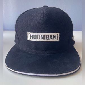 Melin Hoonigan Censor Bar, snap-back, black suede bill hat/headwear.